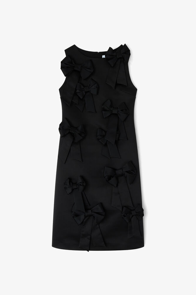 Black Satin Bow Dress, Black