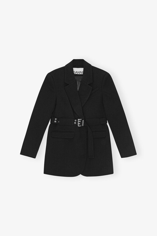 Black Bonded Crepe Blazer, Black
