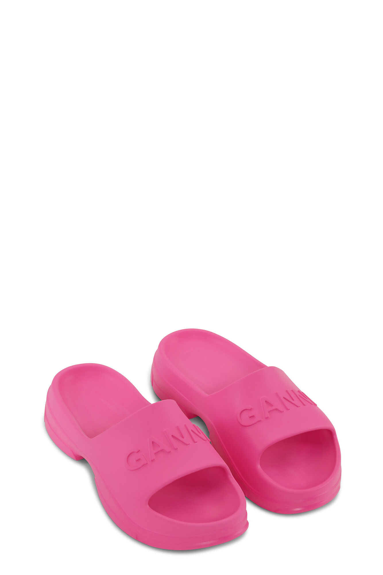Pink Pool Slide Sandal, Acetate, in colour Shocking Pink - 2 - GANNI