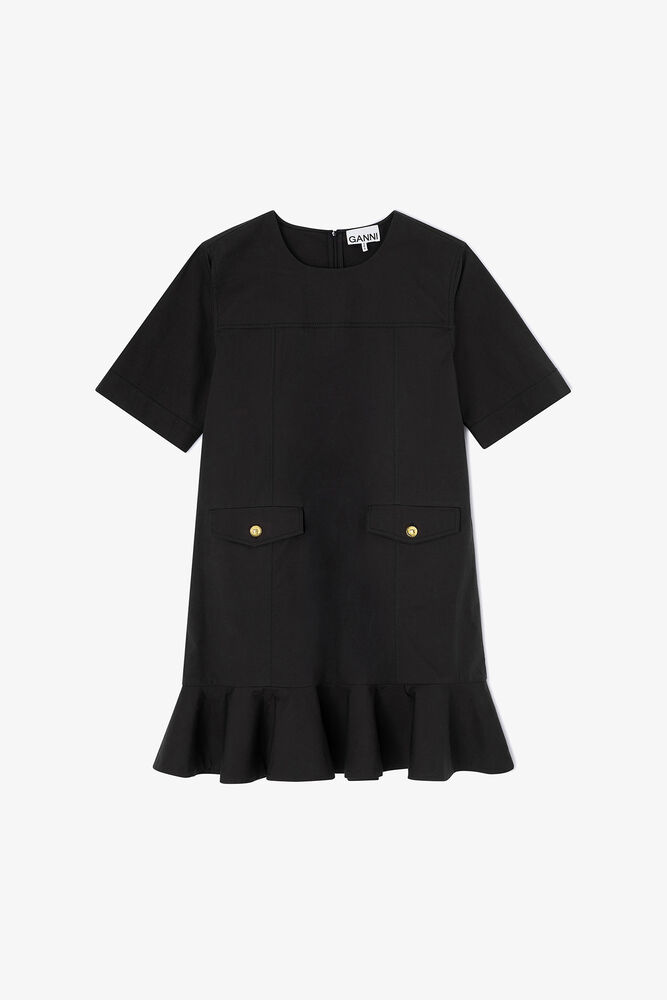 Stretch Cotton Mini Dress, Black