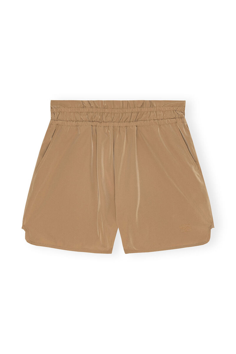 Brown Light Twill-shorts, Recycled Polyester, in colour Tiger's Eye - 1 - GANNI