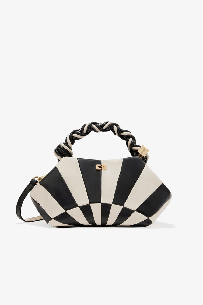 Black and White Small GANNI Bou Bag, Black/Egret