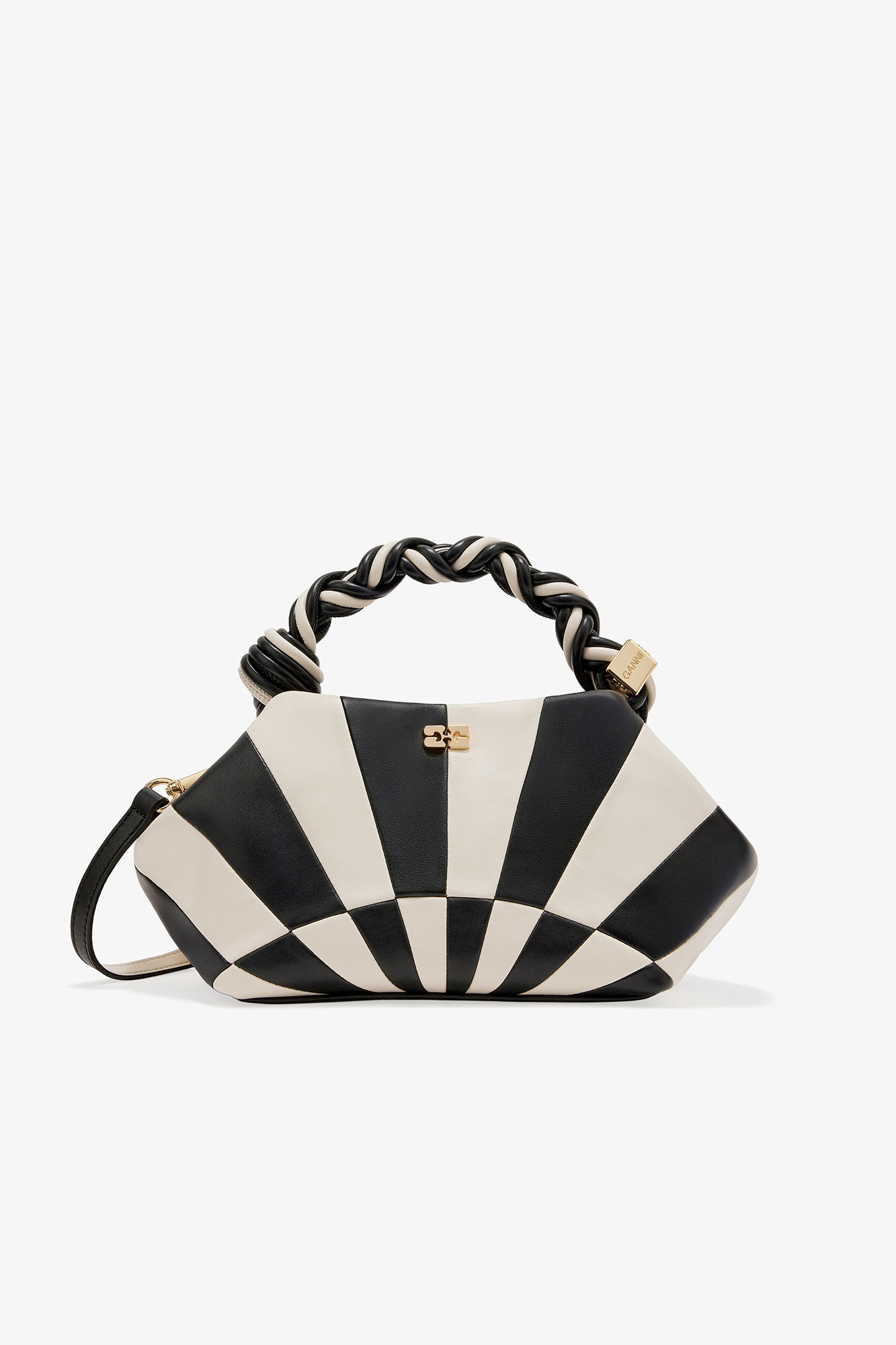 Schwarz-weiße kleine GANNI Bou Tasche, Polyester, in colour Black/Egret - 1 - GANNI