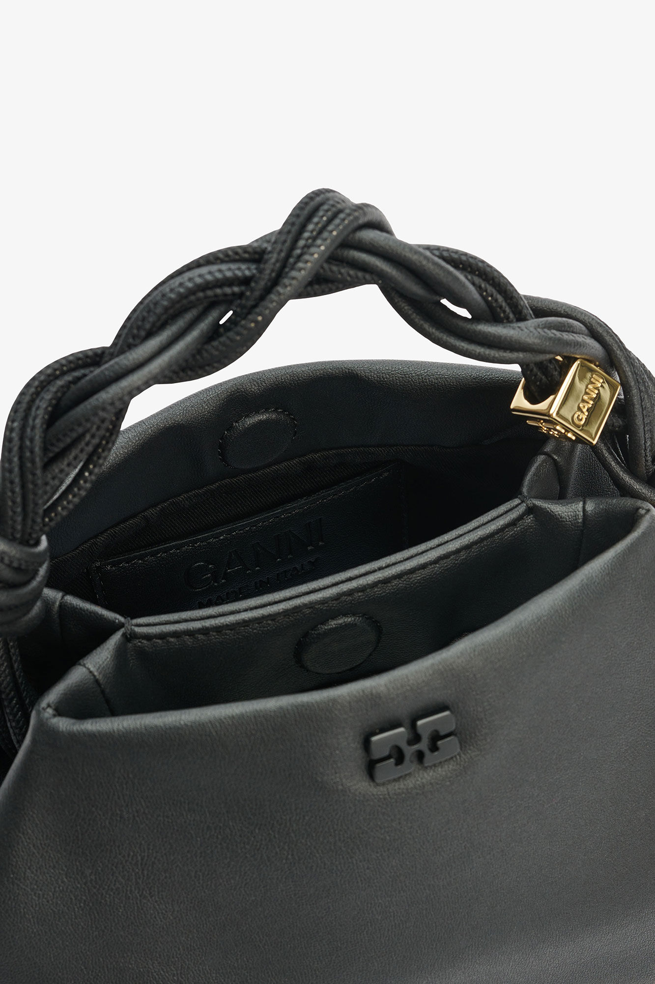 Black Ohoskin Small GANNI Bou Bag, Recycled Polyester, in colour Black - 3 - GANNI