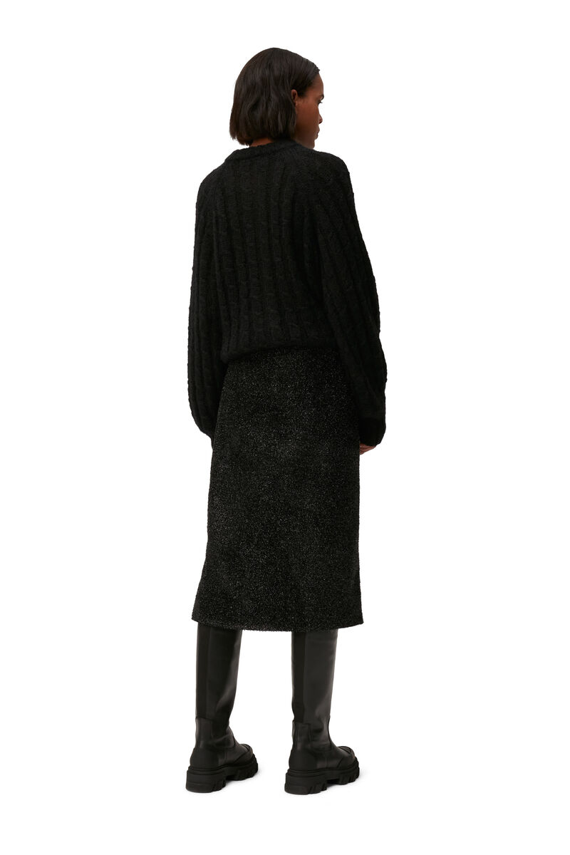 Sparkle Wrap Midi Skirt, Polyester, in colour Black - 2 - GANNI