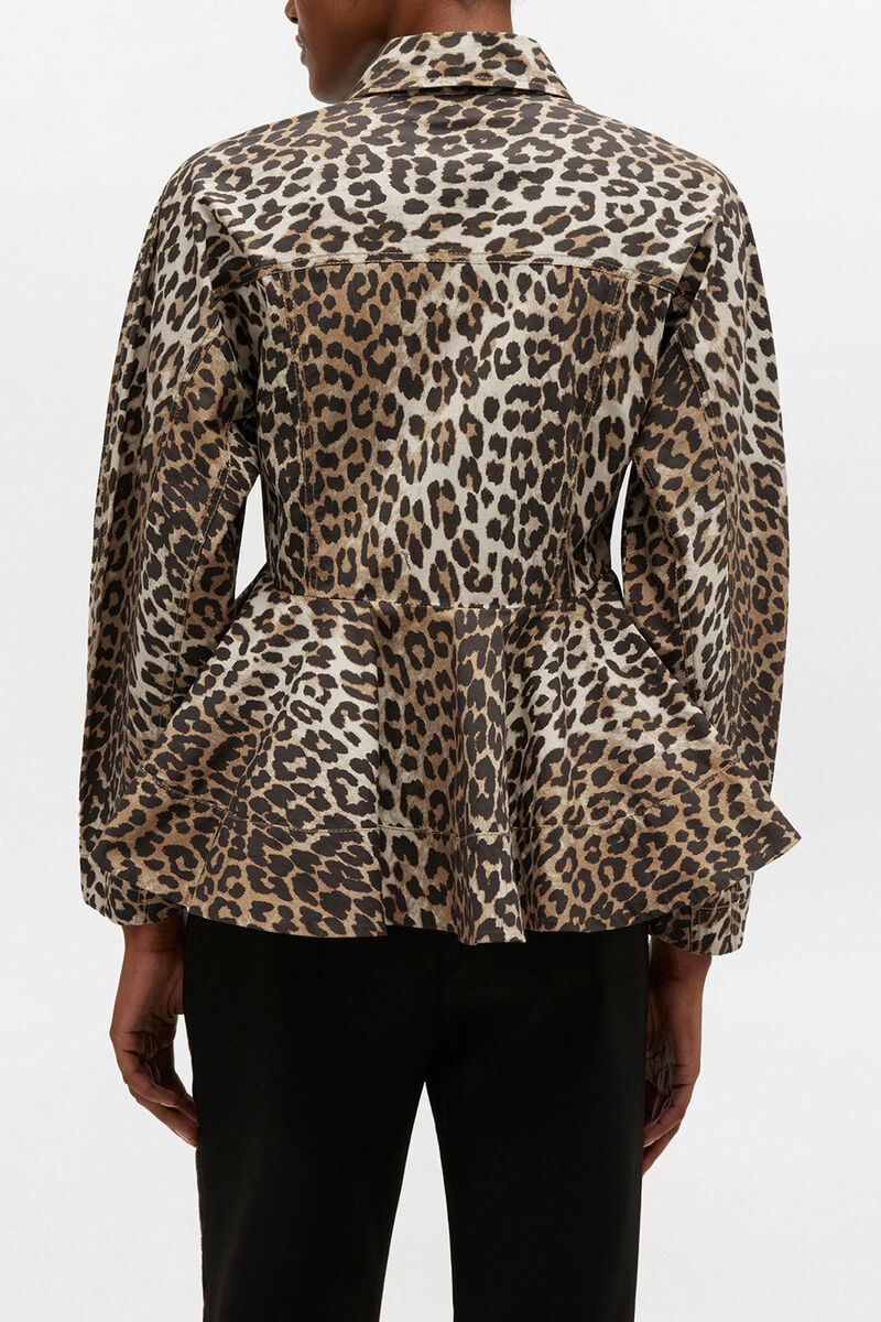 Leopardenhemd mit Peplum, Organic Cotton, in colour Almond Milk - 3 - GANNI
