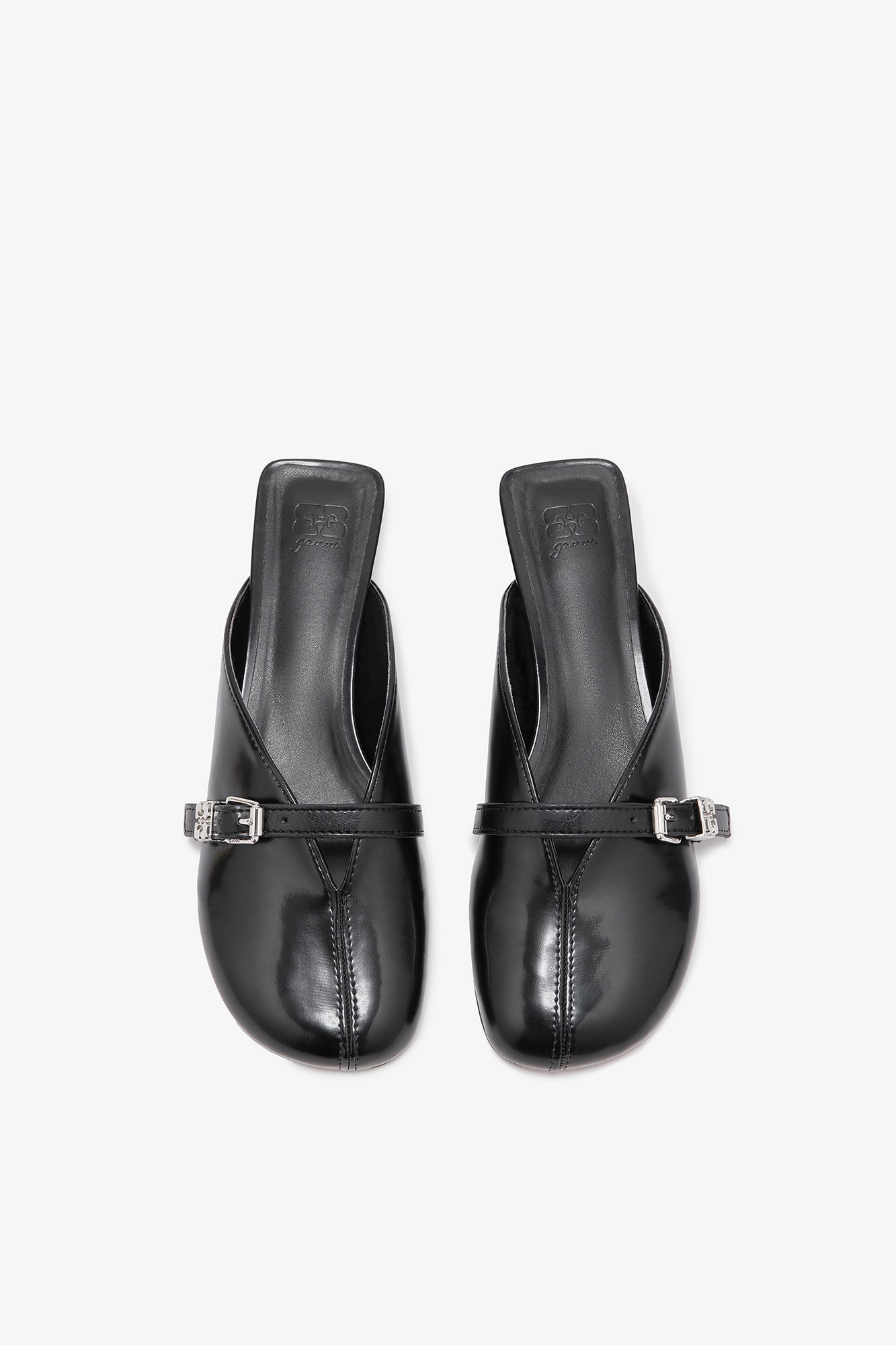 Black Kitten Heel Sue Mules, Polyurethane, in colour Black - 3 - GANNI