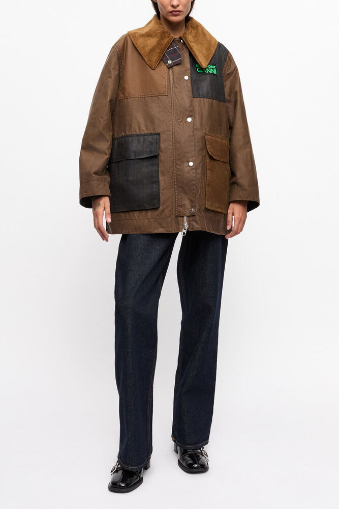 GANNI x Barbour Waxed Duffle Coat, Teak