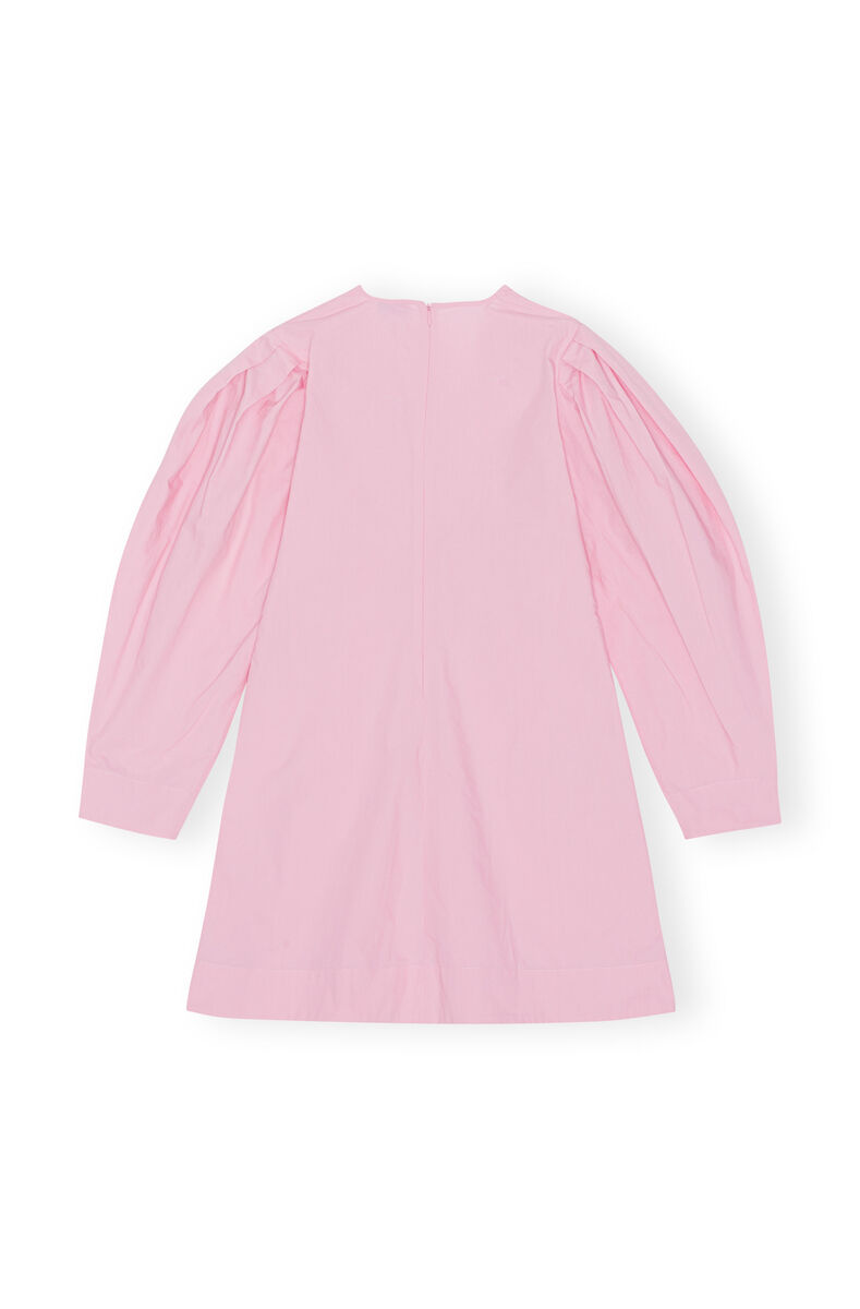 Pink Cotton Poplin V-neck Mini Dress, Cotton, in colour Orchid Smoke - 2 - GANNI