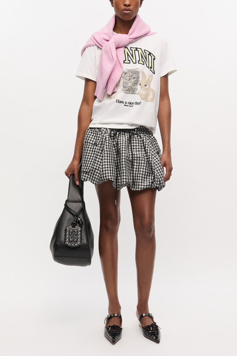 White Animal Print T-shirt, Organic Cotton, in colour Bright White - 2 - GANNI