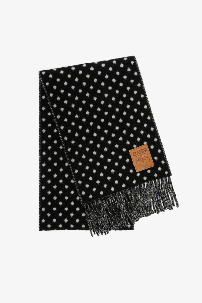 Wool Knit Scarf, Black