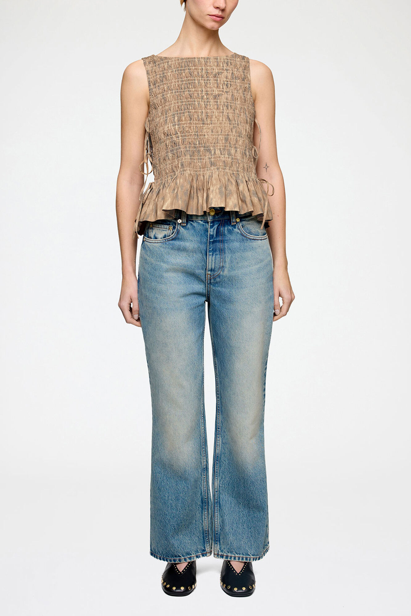 Smock Top in Printed Stretch | GANNI US