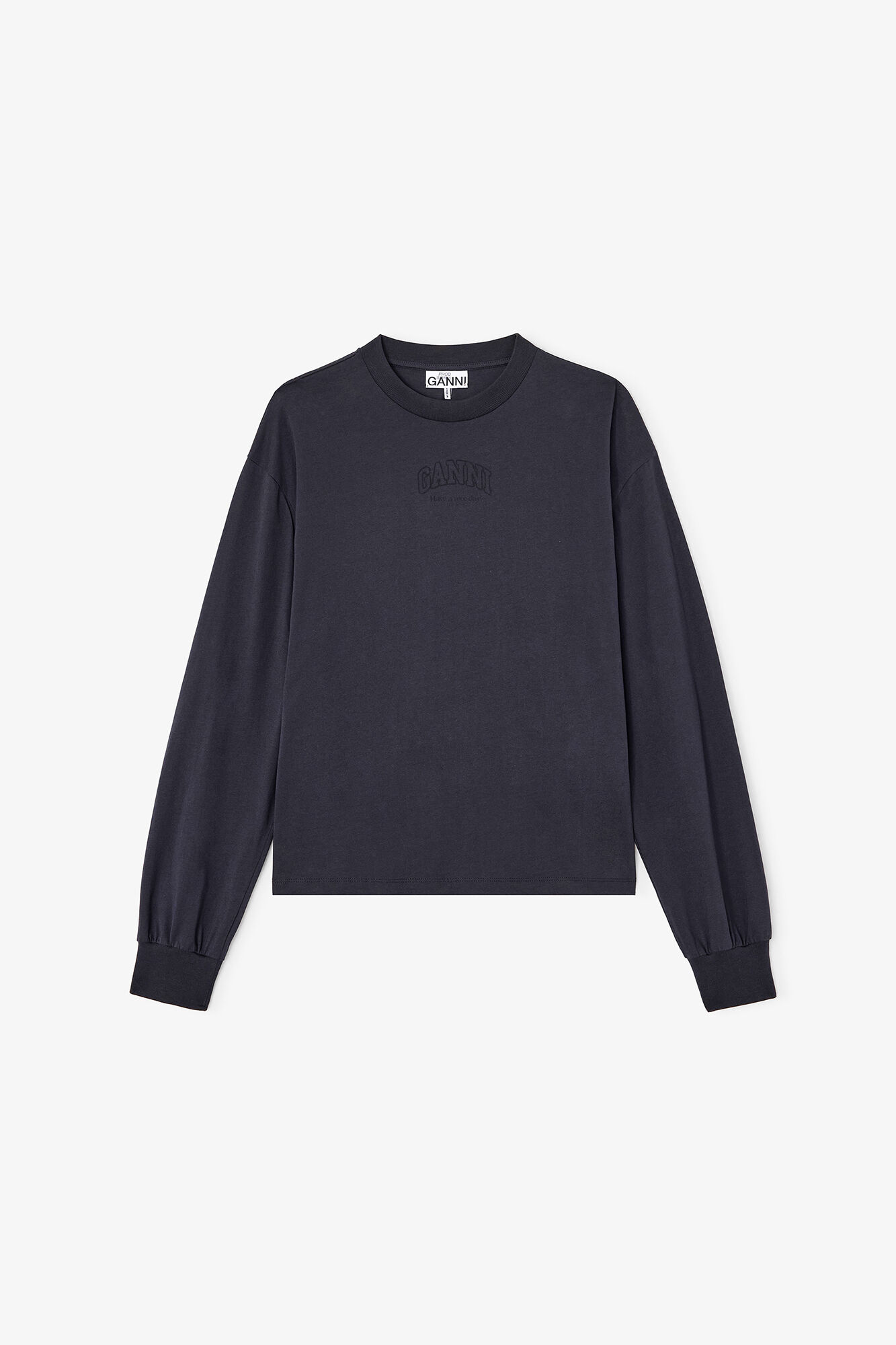 Essential Basic Long-sleeve, Organic Cotton, in colour Phantom - 1 - GANNI