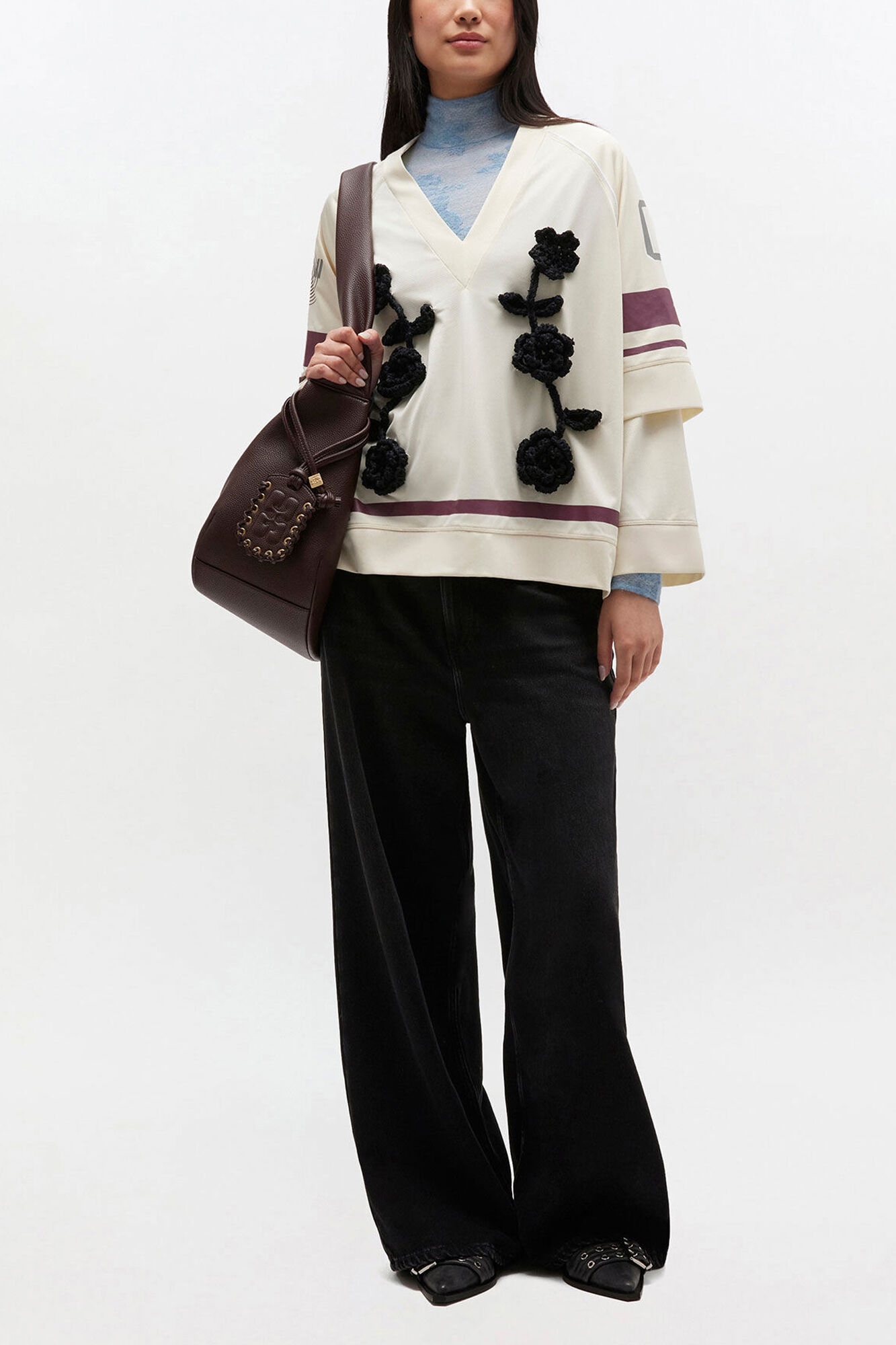 Baggy Jeans in Black Washed Denim, Organic Cotton, in colour Black Washed - 2 - GANNI