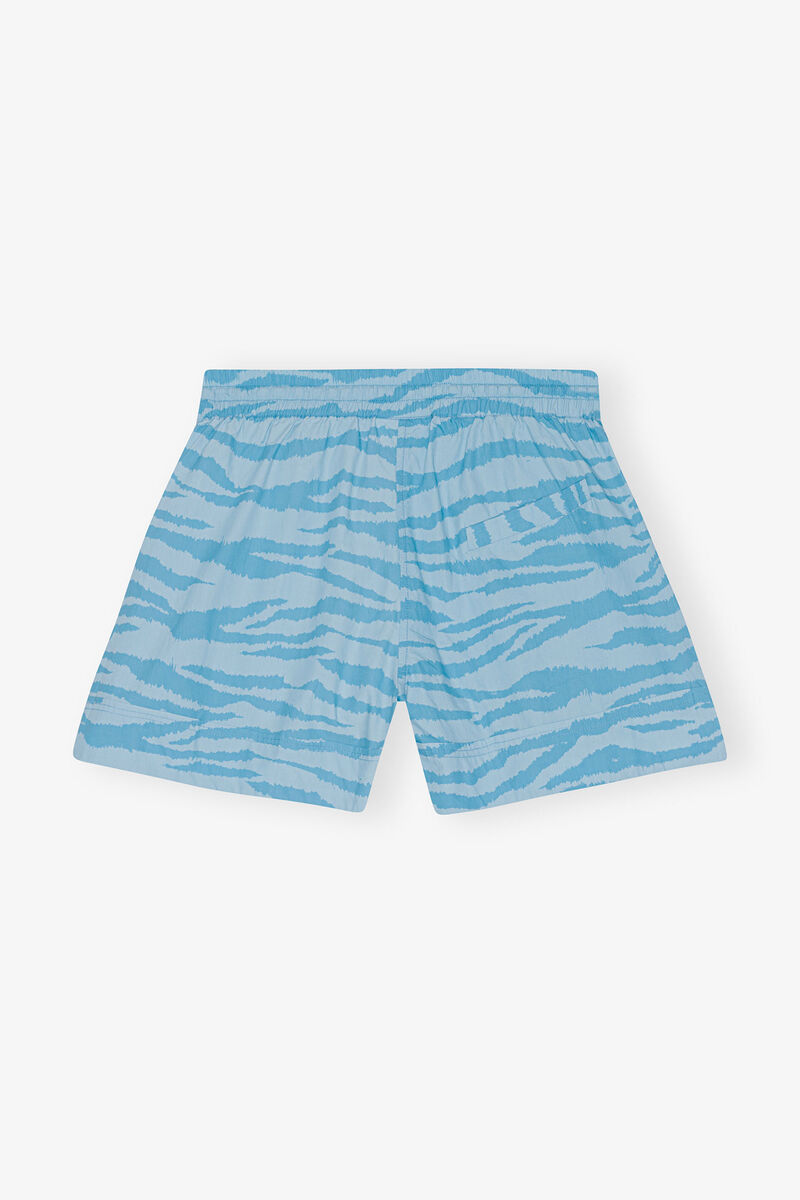 Printed Cotton Elasticated Shorts, Cotton, in colour Ethereal Blue - 2 - GANNI