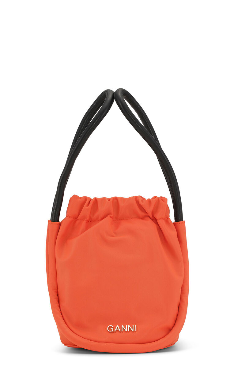 Knot Mini Purse, Recycled Leather, in colour Orangeade - 1 - GANNI
