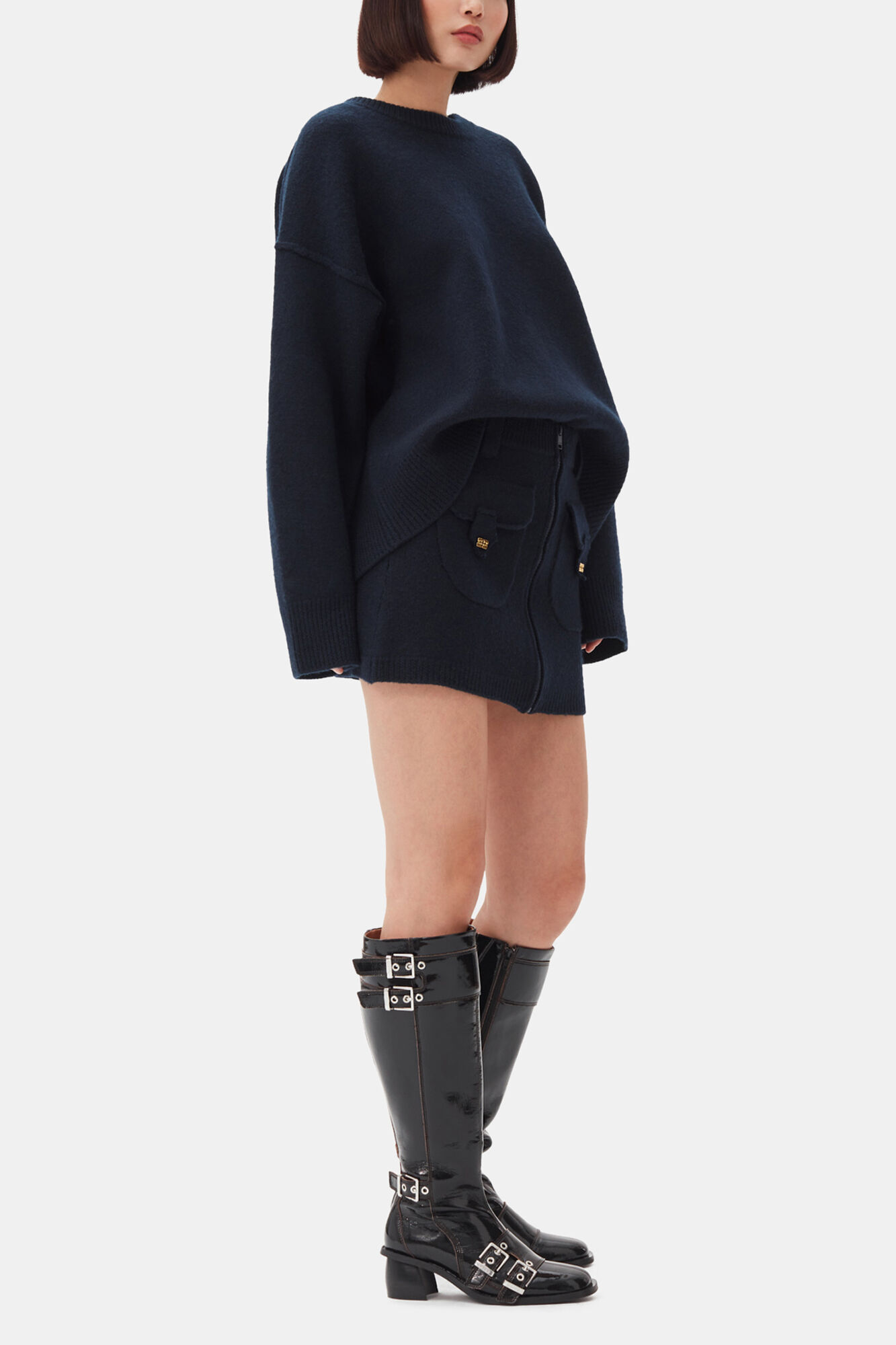 Dark Blue Wool Sweater, Wool, in colour Sky Captain - 3 - GANNI