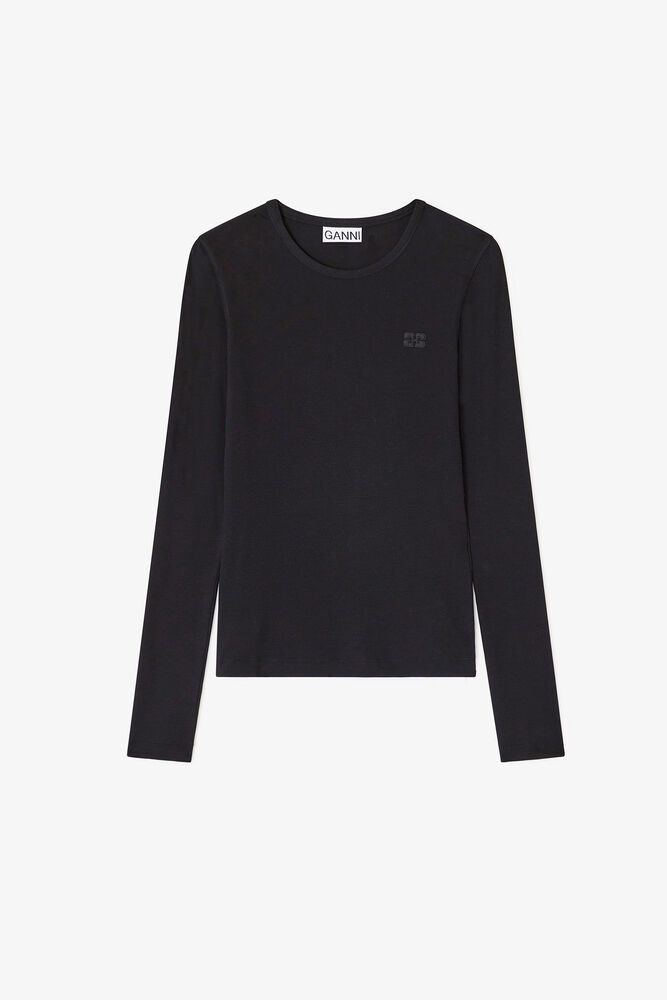 Black Rib Long Sleeve, Black/Black