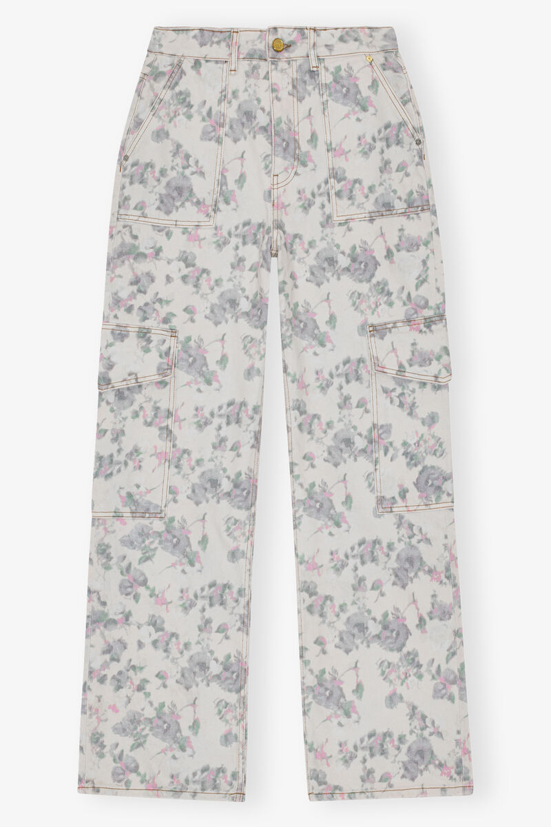Blommig Tryckt Angi Jeans, Cotton, in colour Tofu - 1 - GANNI