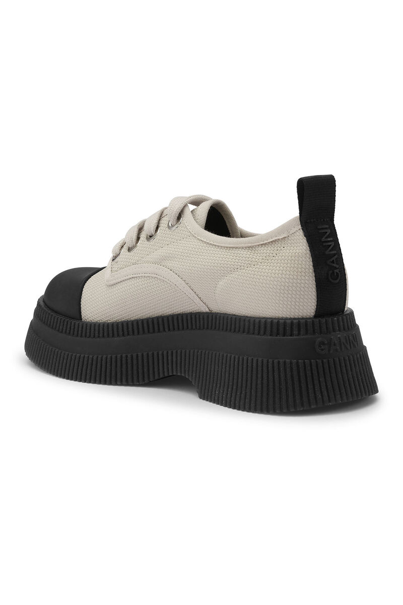Creepers Canvas Lace-Up Derbys, Polyester, in colour Egret - 2 - GANNI