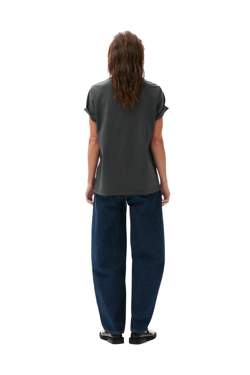 Relaxed Bunny T-shirt, Cotton, in colour Volcanic Ash - 2 - GANNI