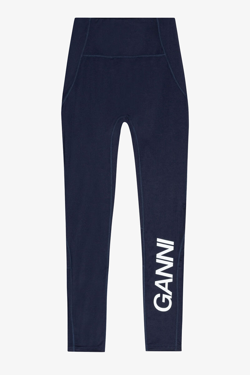 Active Ultra High Waist Tights, Recycled Nylon, in colour Sky Captain - 1 - GANNI