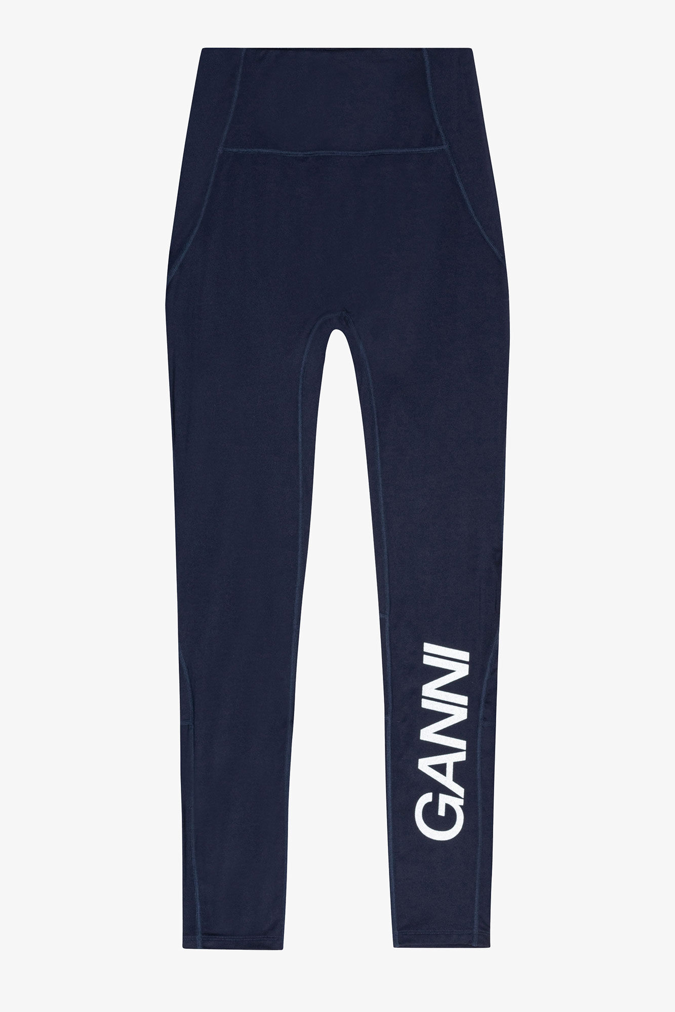 Active Ultra High Waist Tights, Recycled Nylon, in colour Sky Captain - 1 - GANNI