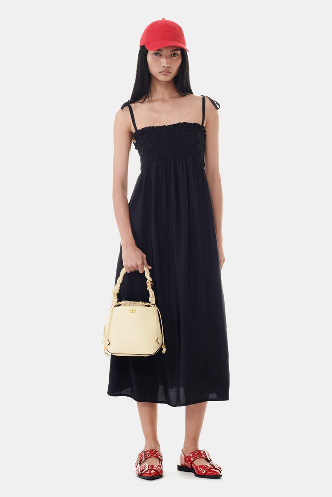 Robe Black Viscose Habotai Midi Smock Strap, Black