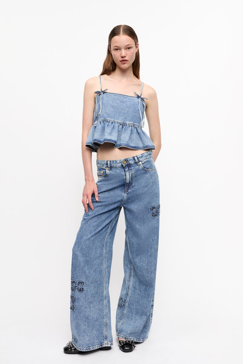 Blue Jeans, Lyocell, in colour Mid Blue Stone - 1 - GANNI