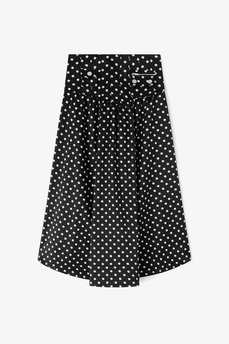 Polka-Dot Satin Corset Skirt, Recycled Polyester, in colour Black - 1 - GANNI