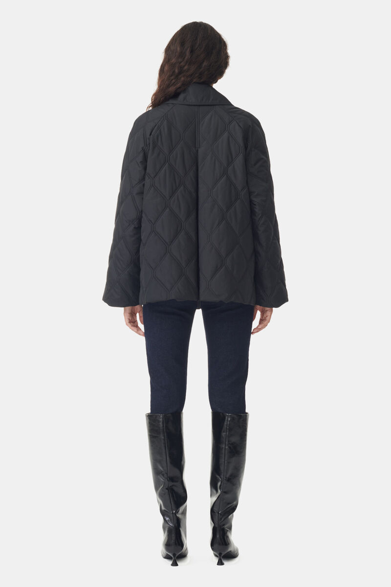 Black Ripstop Quilt Jacket, Recycled Polyester, in colour Black - 4 - GANNI