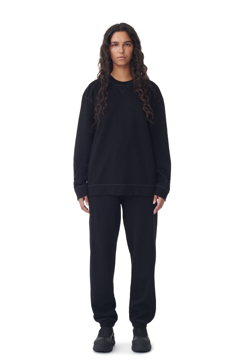 Black Isoli Drop Shoulder Sweatshirt, Cotton, in colour Black - 2 - GANNI