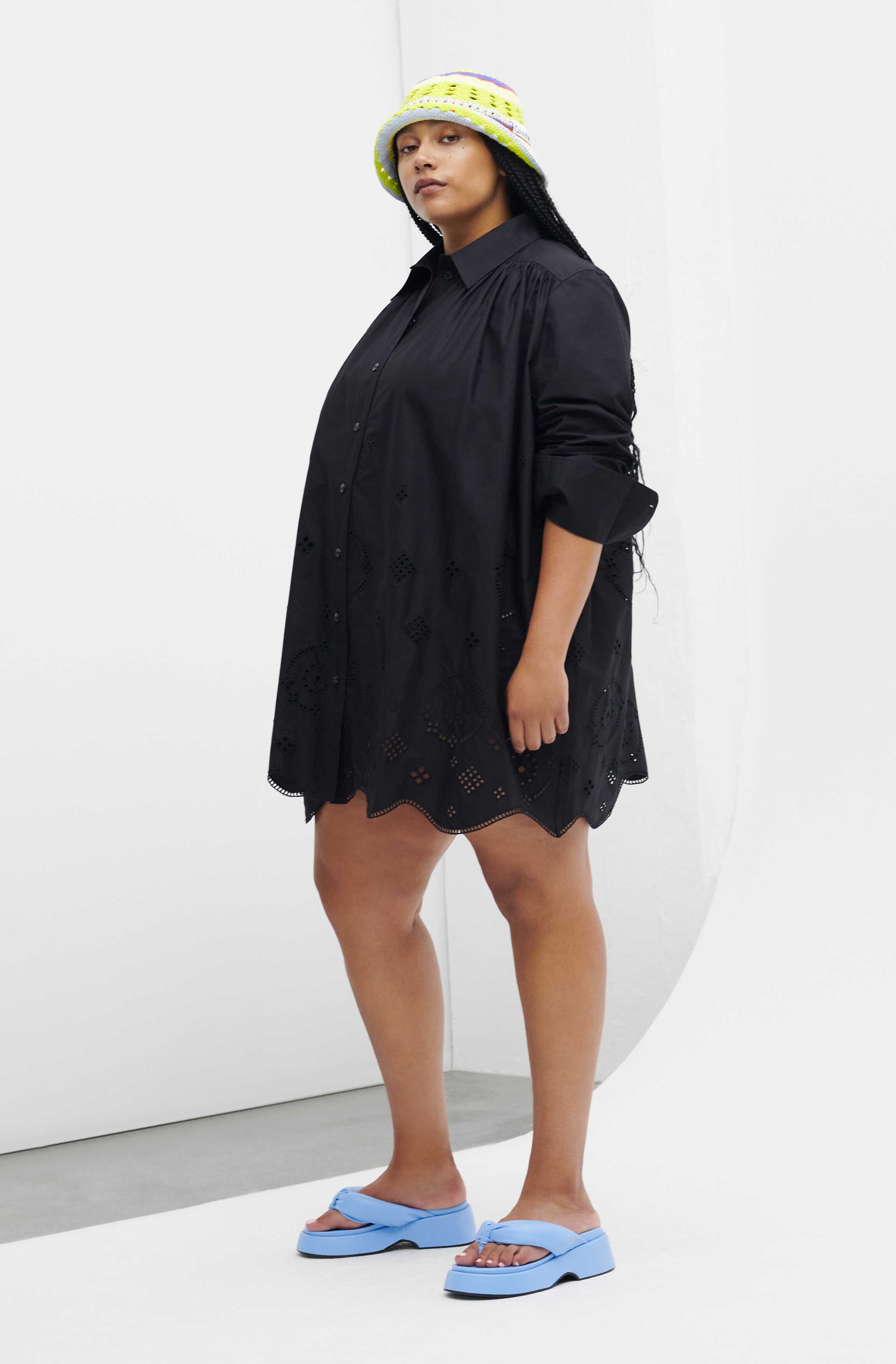 Broderie Anglaise Shirt Mini Dress 