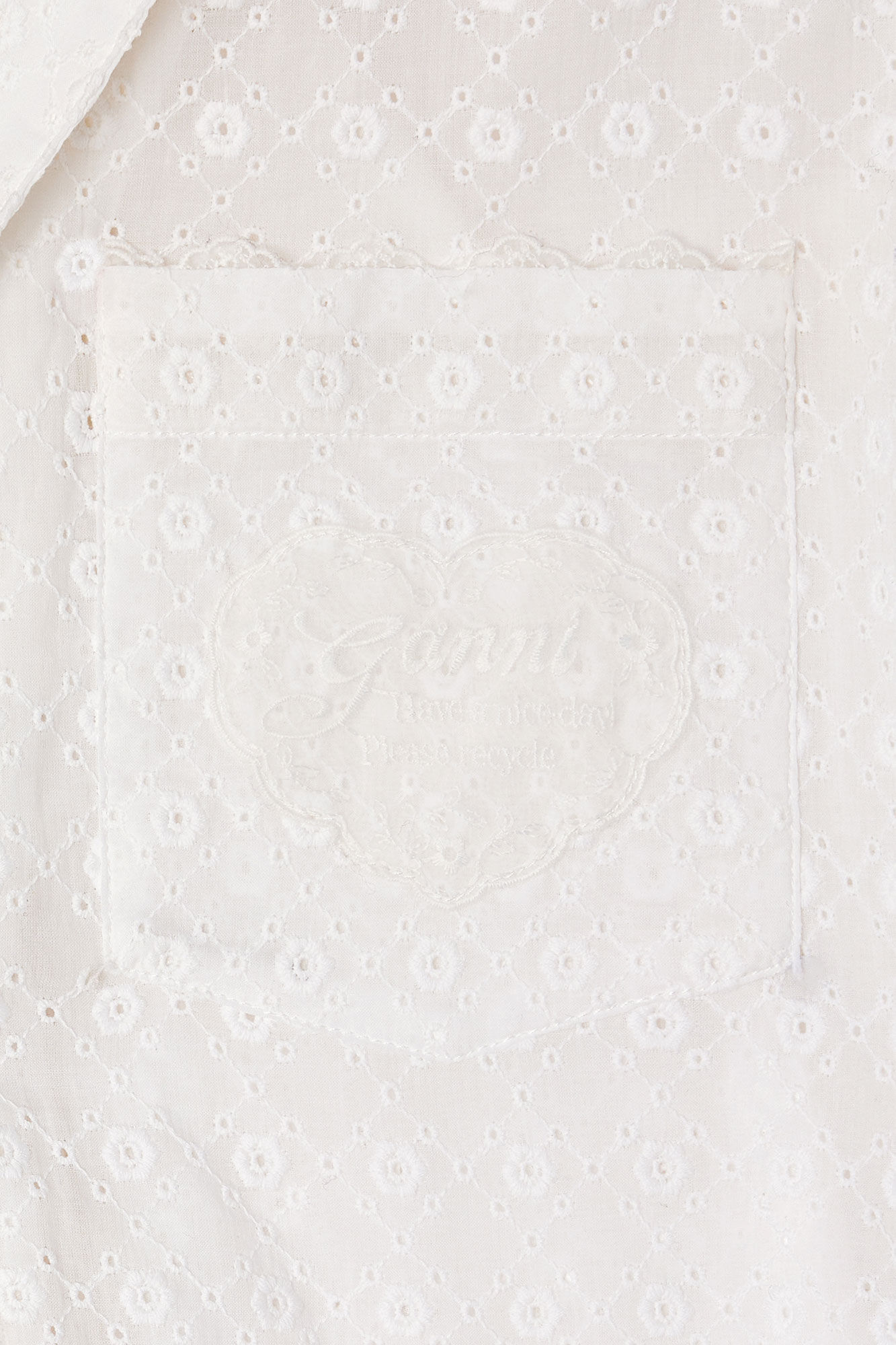 Shirt in White Broderie Anglaise, Organic Cotton, in colour Bright White - 2 - GANNI
