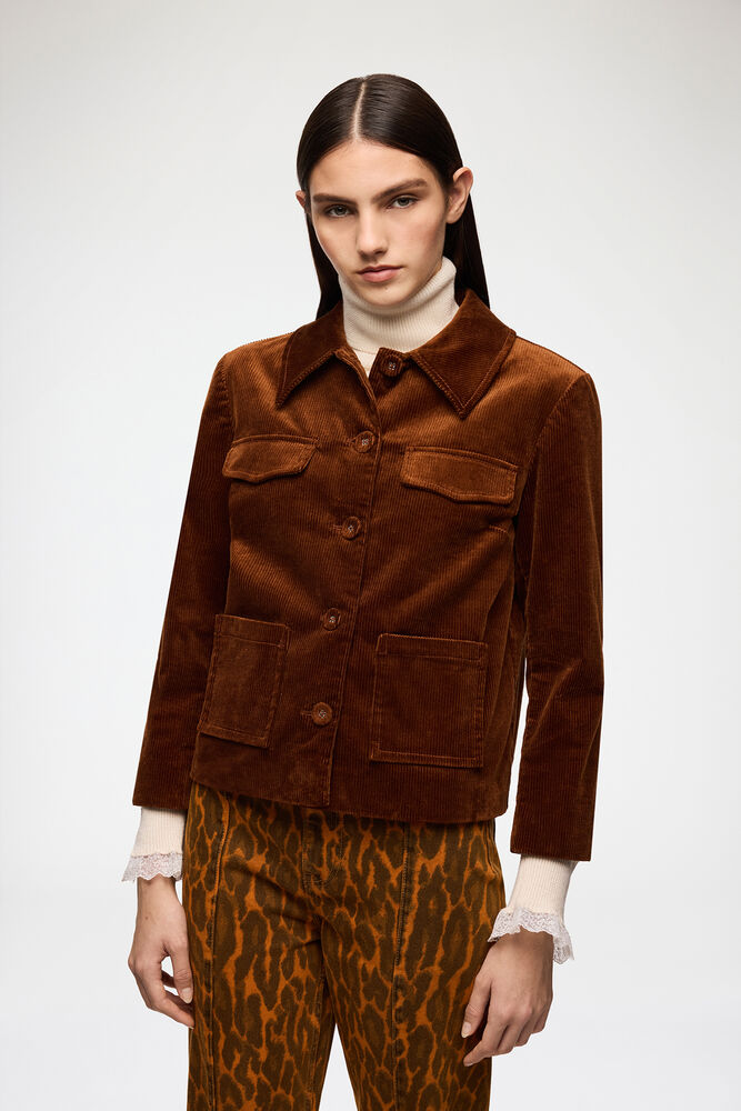 Blazer in Brown Corduroy, Tortoise Shell