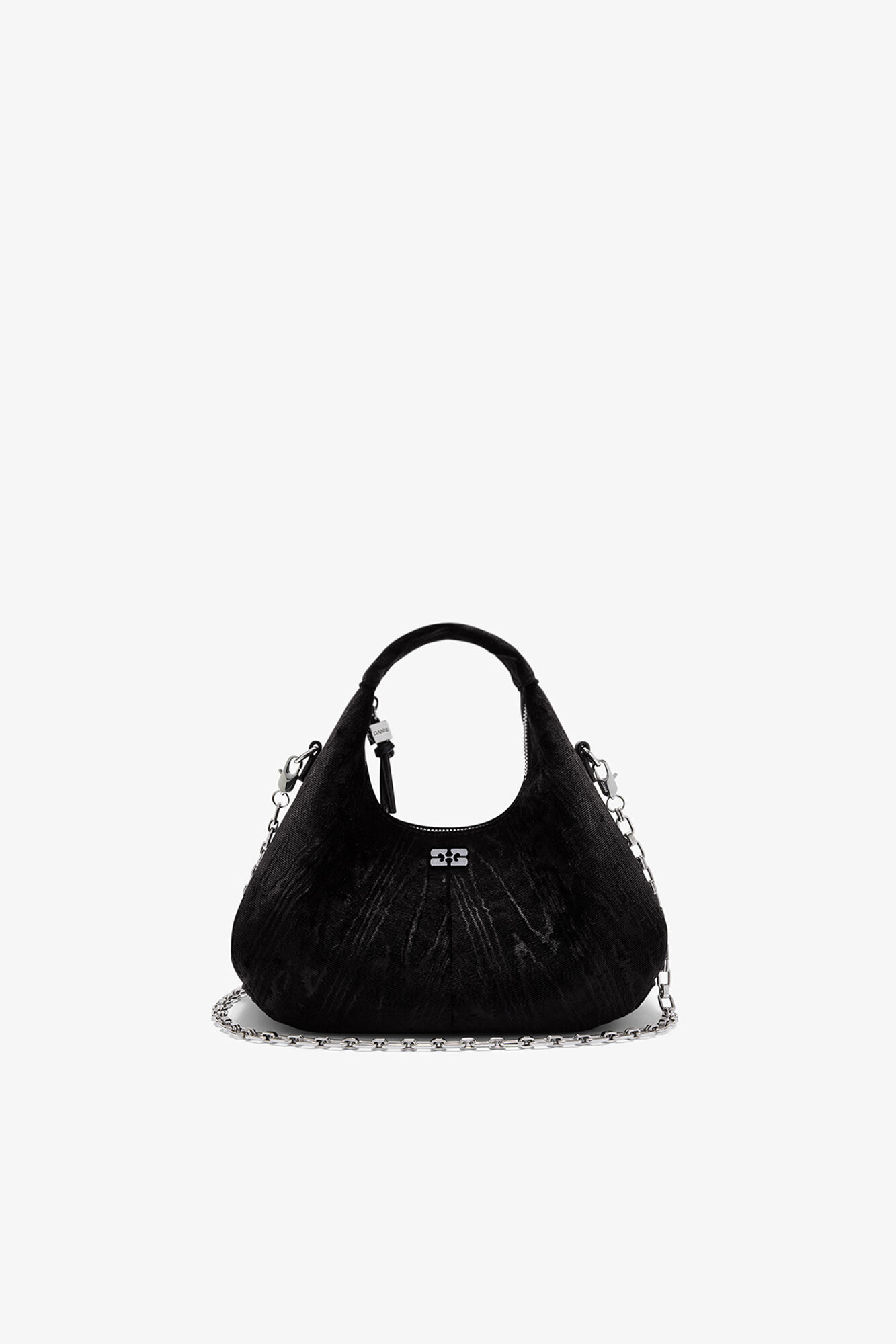 Black Mini Hobo Bag in Velvet Moiré | GANNI US