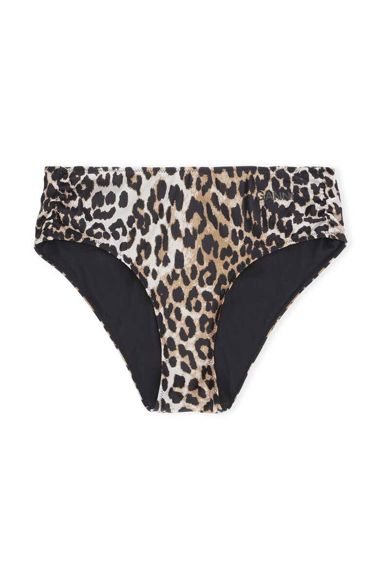 Mid-Rise Bikini Bottom, Elastane, in colour Leopard - 1 - GANNI