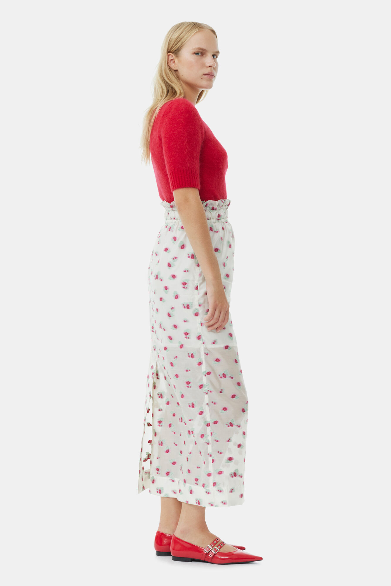 Red Brushed Alpaca Top, Alpaca, in colour Racing Red - 3 - GANNI