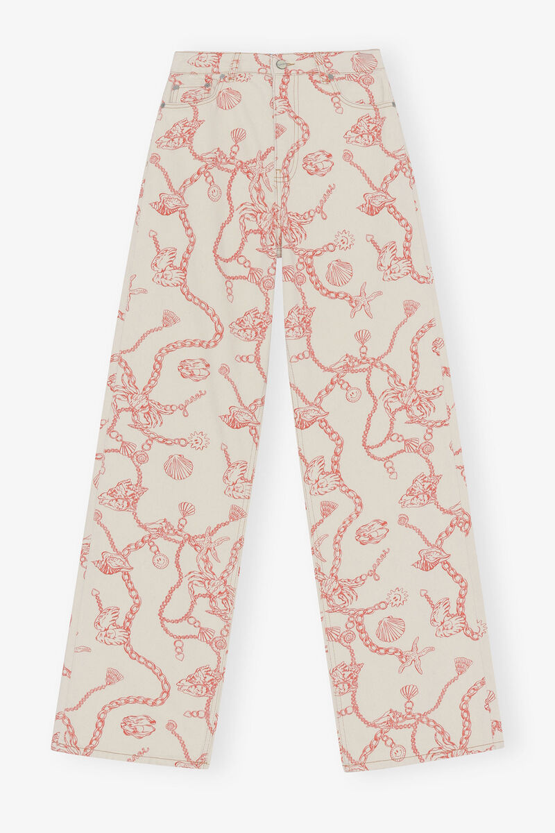 Magny Jeans, Cotton, in colour Egret - 1 - GANNI