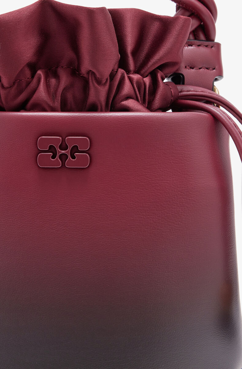 Red Gradient Mini GANNI Bou Bucket Bag, Polyester, in colour Tawny Port - 3 - GANNI