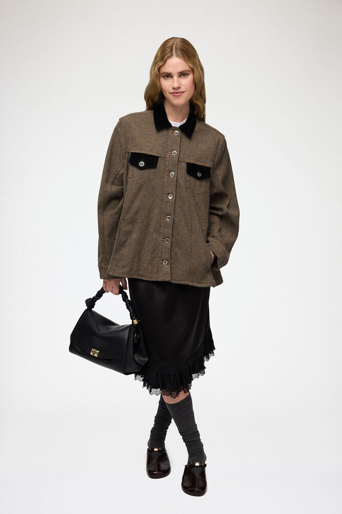 Overshirt in Neppy Denim, Chicory Coffee