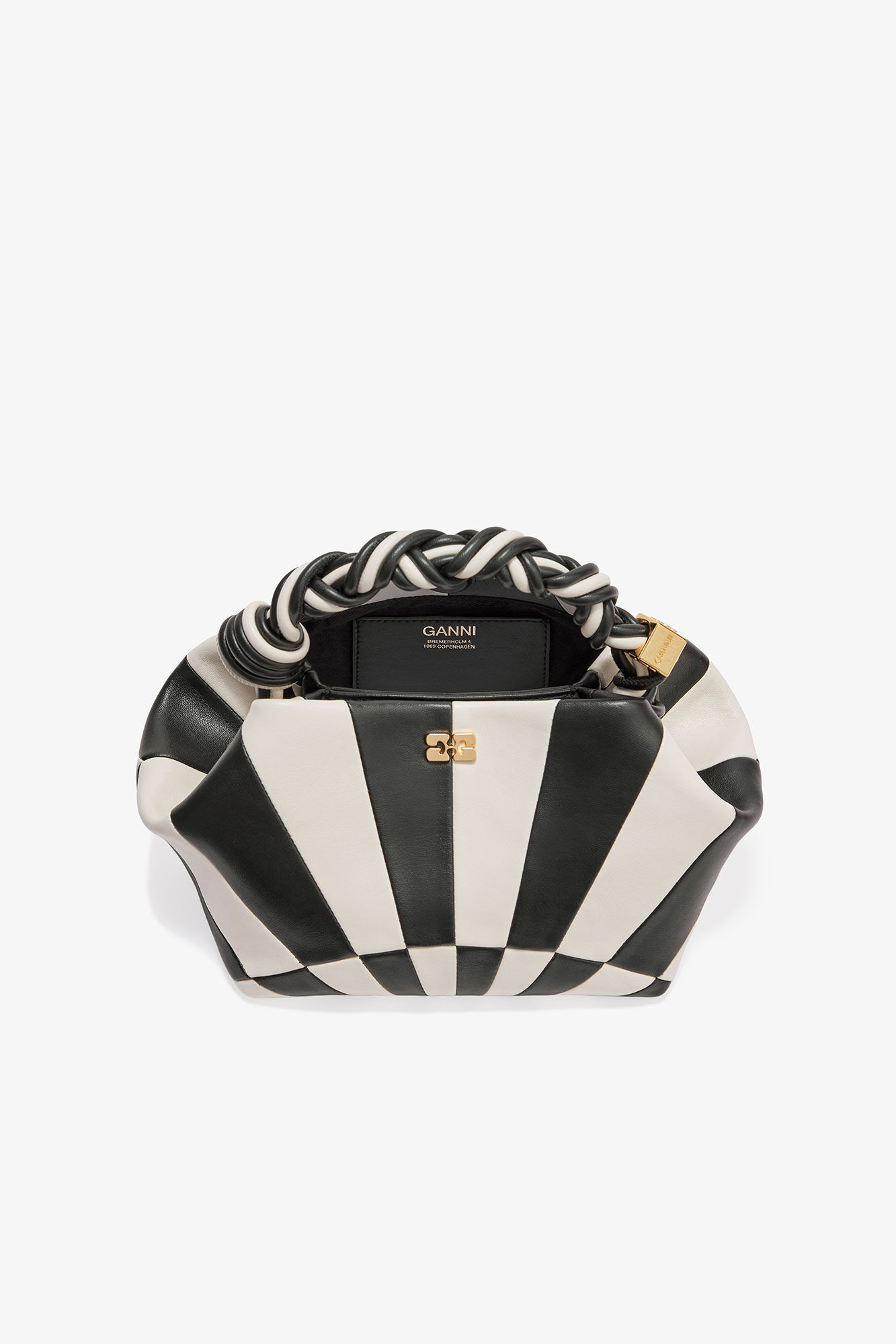 Schwarz-weiße kleine GANNI Bou Tasche, Polyester, in colour Black/Egret - 3 - GANNI
