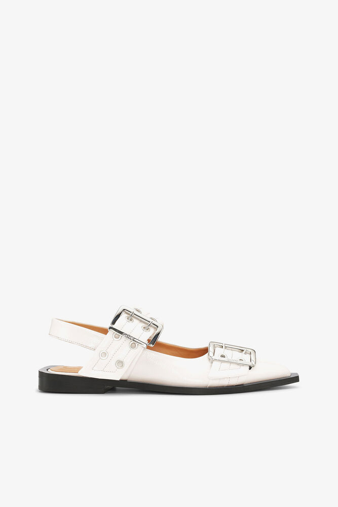 Feminine Ballerinas mit Schnalle in Off-White, Egret