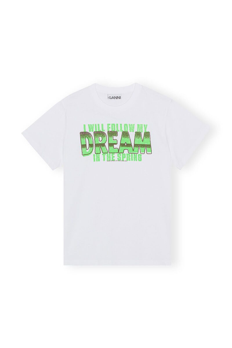 Relaxed Dream T-shirt, Organic Cotton, in colour Bright White - 1 - GANNI