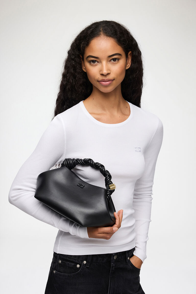 Black Small Bou Bag, Recycled Leather, in colour Black - 1 - GANNI