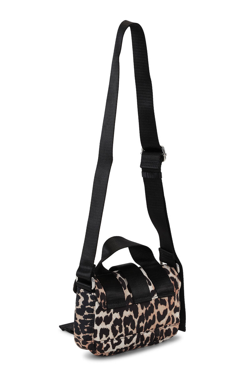 Leopard Tech Mini Satchel Bag , Recycled Polyester, in colour Leopard - 2 - GANNI