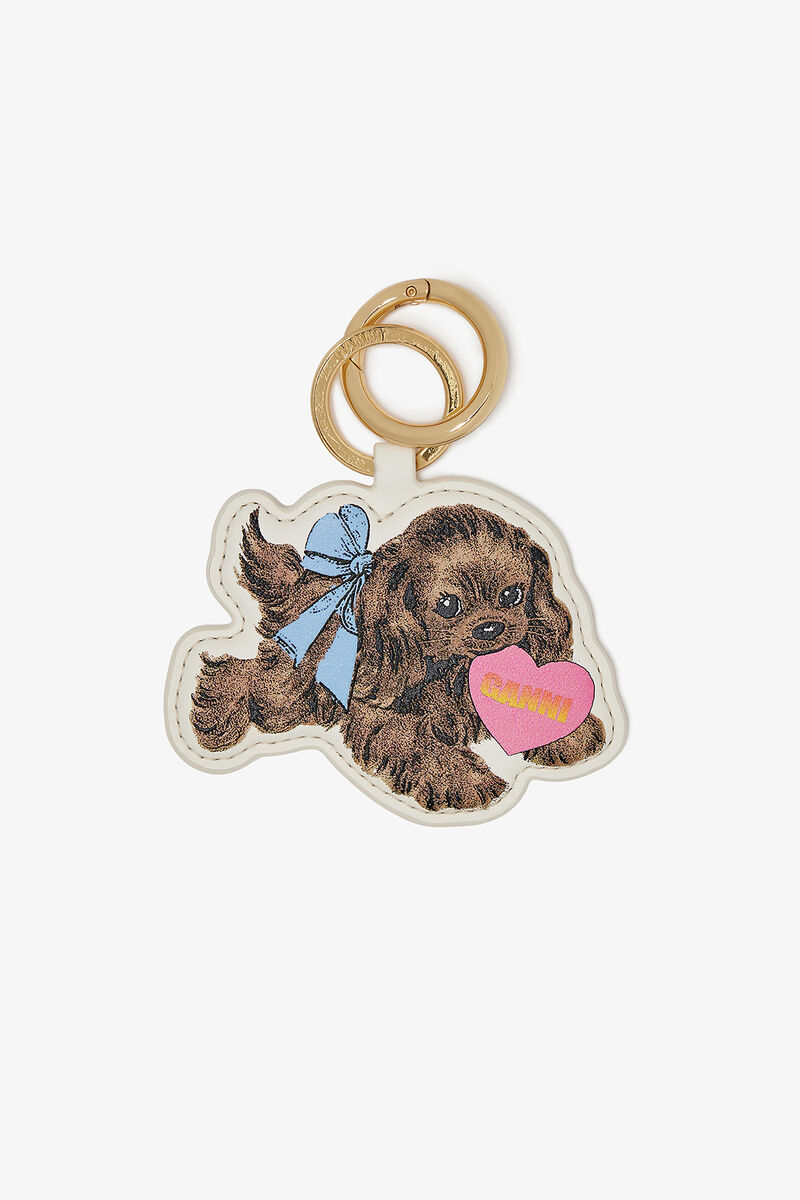 Brown Puppy Keyring, Recycled Leather, in colour Tobacco Brown - 1 - GANNI