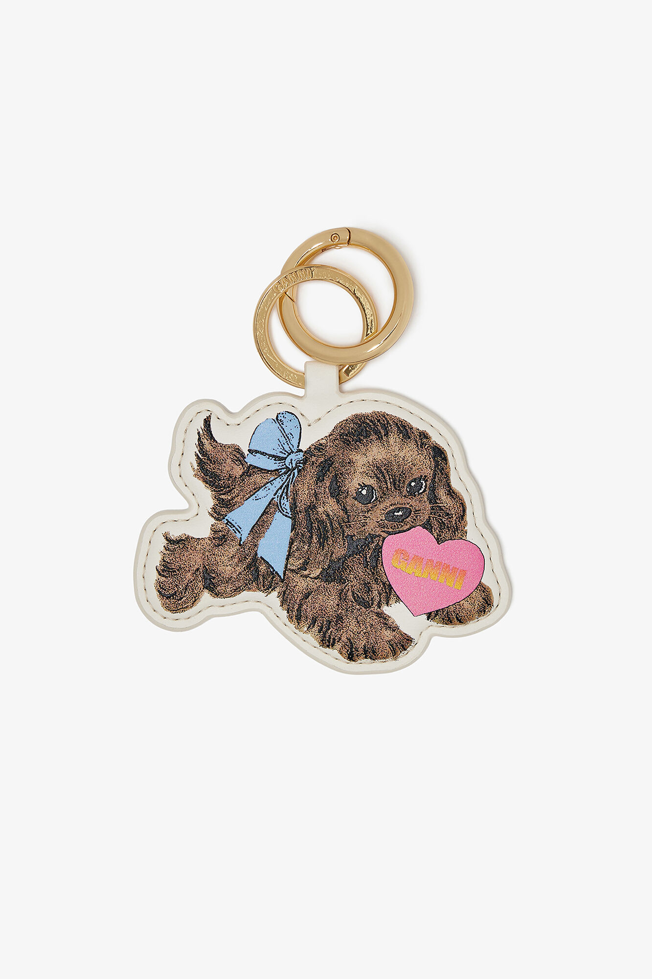 Brown Puppy Keyring, Recycled Leather, in colour Tobacco Brown - 1 - GANNI