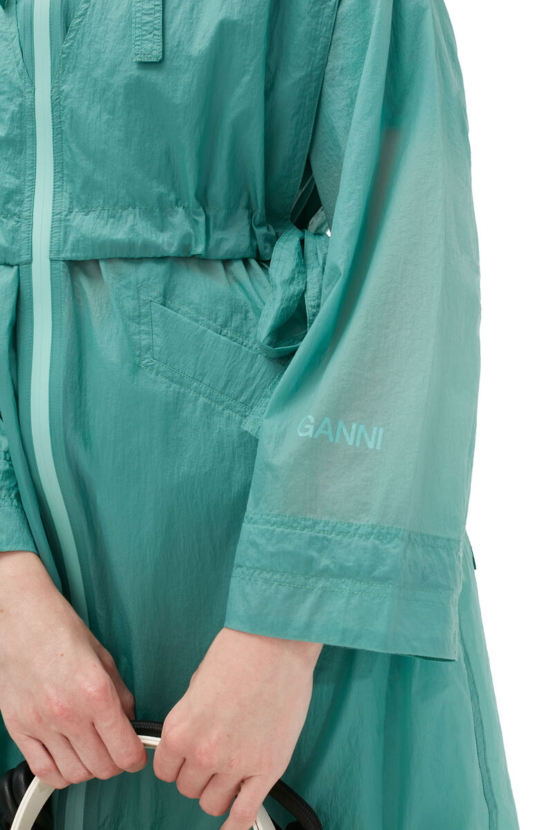 Oversized Zipper Coat, Recycled Polyamide, in colour Canton - 7 - GANNI