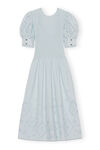 Broderie Anglaise Midi Dress, Cotton, in colour Illusion Blue - 2 - GANNI